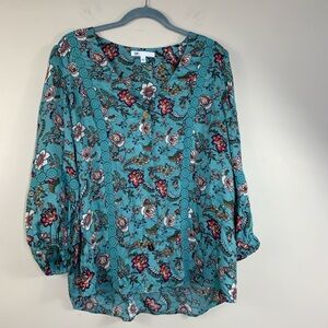 DR2 Women’s floral lightweight3/4 sleeves blouse-Size Large